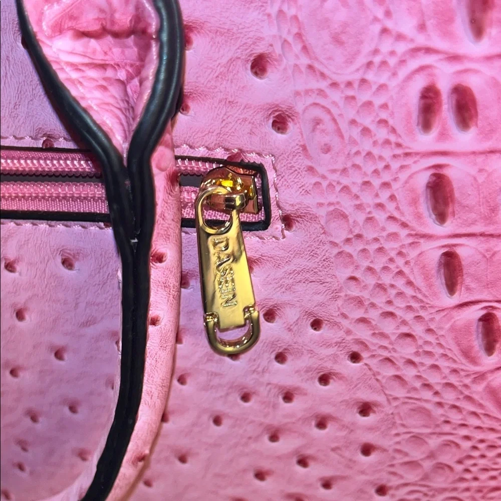 Women's Pink Faux Ostrich Leather Satchel Bag